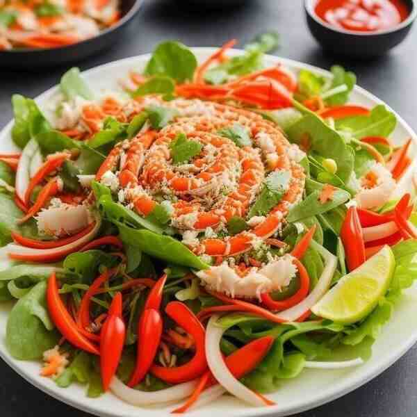 Салат с крабовыми палочками и сулугуни